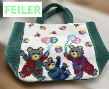 FEILER 곰 자수 토트백 그린