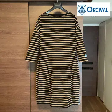 택 포함 새상품 프랑스제 오르치발 보더 마림바스크 원피스 [ F ]