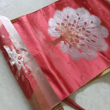 순수 실크 빨간색 꽃무늬 기모노 옷감 코신카이 제조