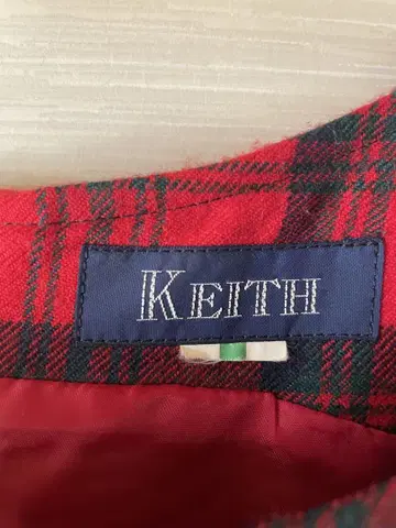 KEITH 슬리브리스 빨간색 짙은 녹색 체크 원피스 M
