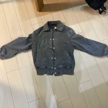 그레이 데님 자켓 버튼 프론트