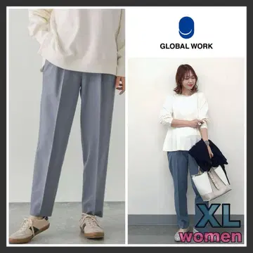 글로벌 워크 아름다운 실루엣 테이퍼드 팬츠 블루 XL 사이즈