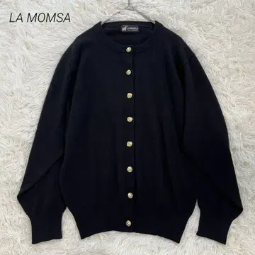 캐시미어 100% 골드 버튼 가디건 블랙 LA MOMSA