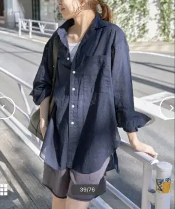 스픽 앤 스팬 코튼 린넨 루즈 셔츠