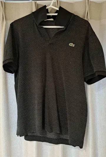 LACOSTE 블랙 도트 무늬 피케 셔츠