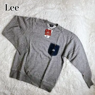 [ 미사용 새상품 ] Lee 데님 포켓 부착 그레이 맨투맨 트레이닝복 L