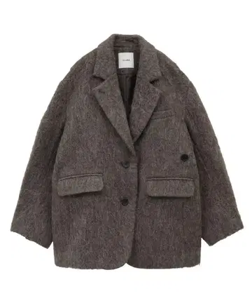 MIX SHAGGY OVER TAILORED JACKET - BROWN