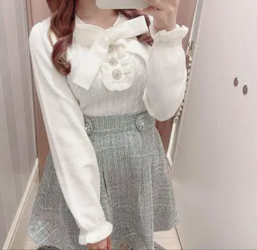 evelyn 리본 비쥬 니트 화이트