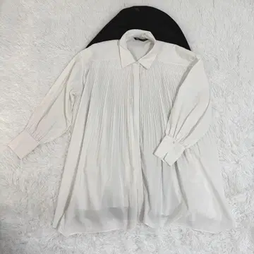 zara 비대칭 가는 플리츠 핀턱 블라우스 빅 실루엣 L