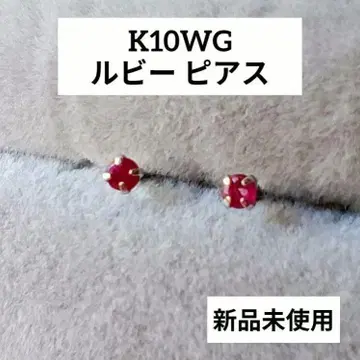 [새상품] K10WG 루비 스터드 귀걸이