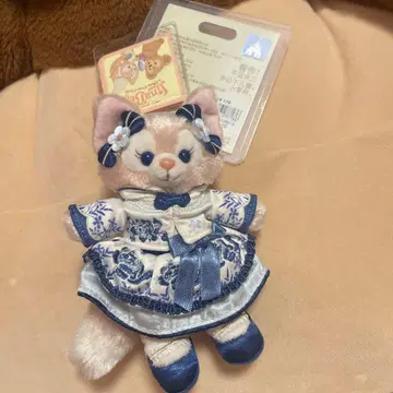 상하이 디즈니 파랑꽃 리나벨 봉제 인형 키체인