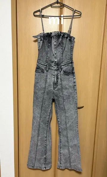 케미컬 백 리본 데님 올인원