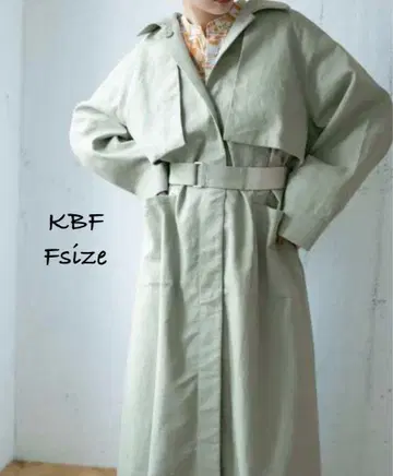 KBF 어반 리서치 그린 계열 코튼 린넨 볼륨 코트 Fsize