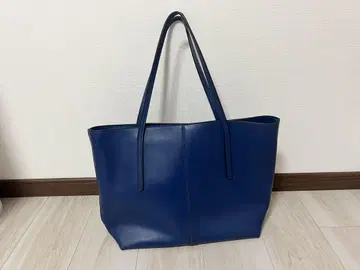네이비 가죽 토트백