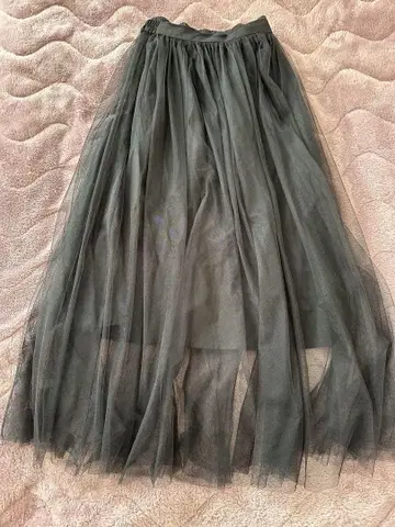 CHICO 블랙 튤 롱 스커트