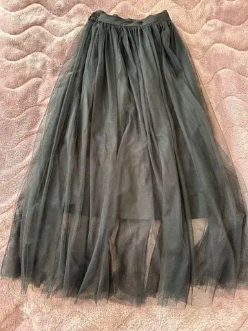 CHICO 블랙 튤 롱 스커트