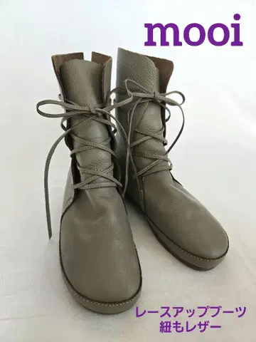 천연 가죽 레이스업 롱 부츠 카키색 할로윈 코디로도 어떠신가요