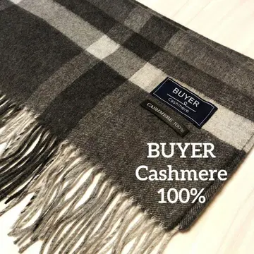 BUYER 캐시미어 100% 스톨 체크 그레이 그라데이션