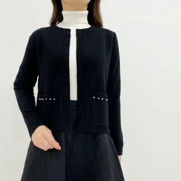 [ 미사용 새상품 ] 울 캐시미어 포켓 펄 가디건