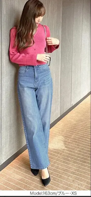 오카베 아유미님 콜라보 와이드 스트레이트 데님 [M3953] 블루