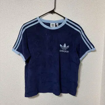 adidas 네이비 테리 쓰리 스트라이프 반팔 티셔츠