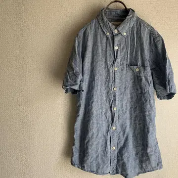 Weatherproof Vintage 반팔 셔츠 블루 계열 린넨 소재