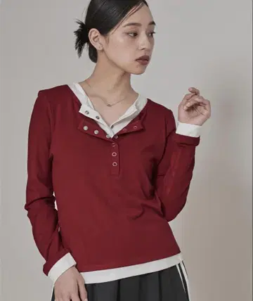 miette 레이어드 스타일 헨리넥 상의
