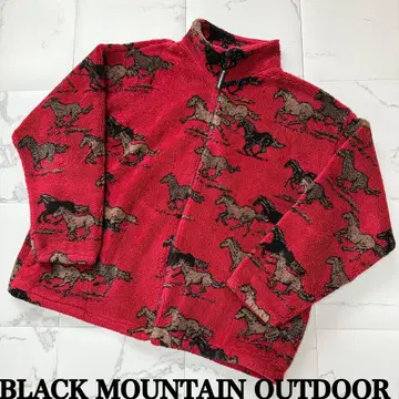 90s 블랙 마운틴 말 패턴 애니멀 올 패턴 플리스 자켓