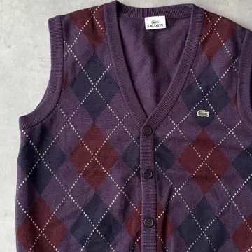 14688 LACOSTE 자수 로고 아가일 베스트 가디건