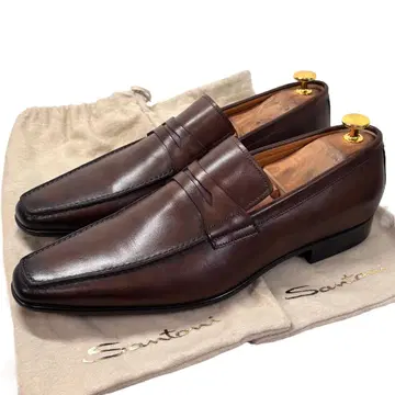 거의 새상품 산토니 8 26.5 코인 페니 로퍼 브라운