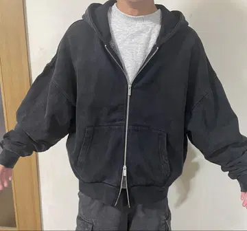 헤비 무게 더블 지퍼 후드티 ZARA XL