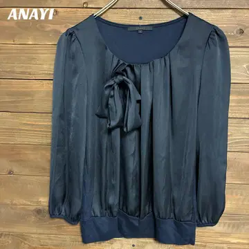 [아나이] ANAYI 네이비 리본 포함 블라우스 오피스 캐주얼 M