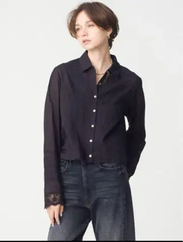 론 헤르만 인도 레이스 자수 블라우스 블랙 XS
