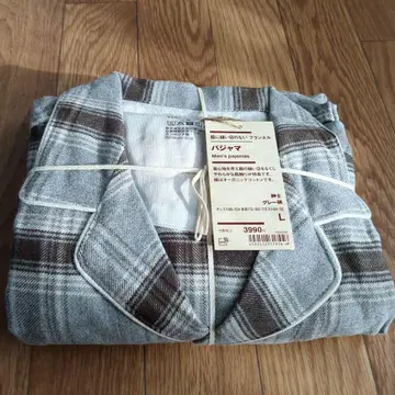 L 사이즈 파자마 그레이 계열 체크 MUJI