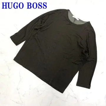 휴고보스 7부 소매 티셔츠 브라운 면 레이온 M 정도 C3035