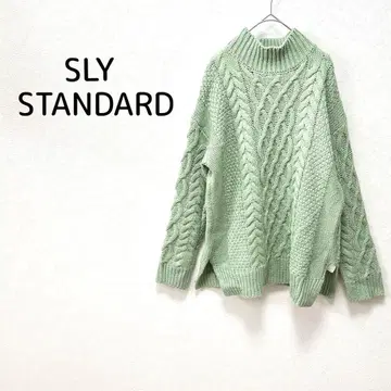 SLY STANDARD 케이블 니트 민트 그린 루즈 실루엣