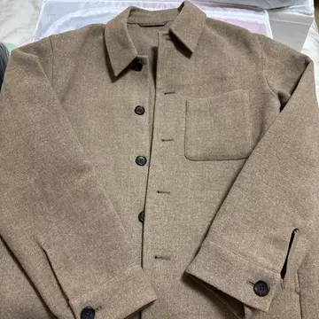 미사용 브라운 울 혼방 버튼 부착 자켓