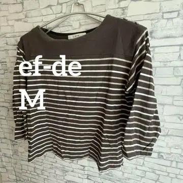 ef-de 스트라이프 오부 소매 T셔츠 9호 브라운과 화이트