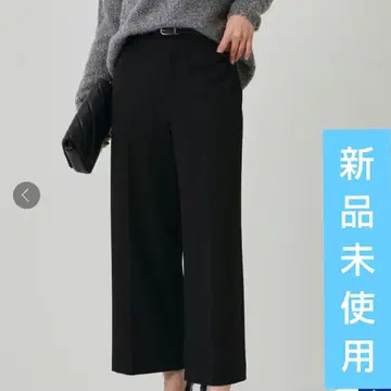 미사용품 쿠 드 샹스 센터 프레스 스트레이트 와이드 팬츠 블랙