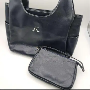 키타무라 숄더백 토트백 파우치 포함 천연 가죽 네이비