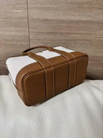 브라운 가죽 캔버스 핸드백