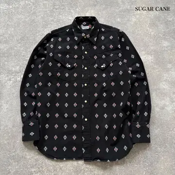 [ SUGAR CANE ] 슈가케인 다이아 자수 긴팔 웨스턴 셔츠 블랙