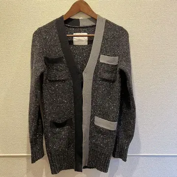 sacai 이소재 트리밍 롱 가디건
