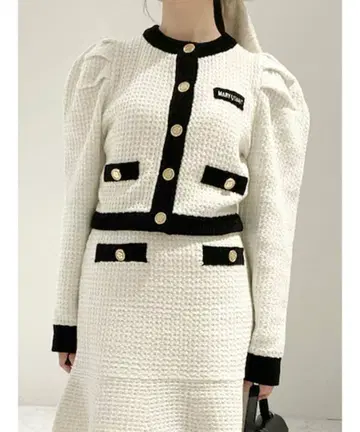 LILY BROWN x MARY QUANT ] 트위드 니트 가디건