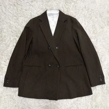 유니클로 UNIQLO 테일러드 자켓 더블 체크 브라운