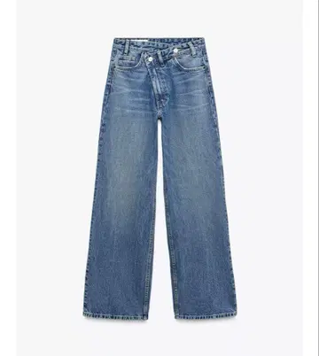 새상품급 ZARA TRF 와이드 크로스 하이웨스트 데님 32 비대칭