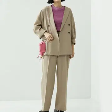 FREAK'S STORE 린넨 라이크 셋업 자켓 베이지 S