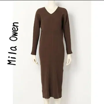 Mila Owen V넥 리브 니트 원피스