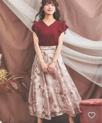 Noela 샤인 플라워 프린트 스커트 브라운