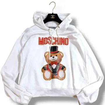 MOSCHINO 모스키노 테디베어 후드티 여성용 화이트